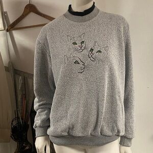 90s BonWorth Gray Cat Sweater